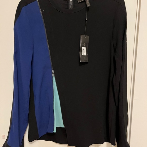 BCBG MaxAzria “Carrie” Black, Blue and Green Designer Blouse Women's Size  XS - Picture 2 of 9